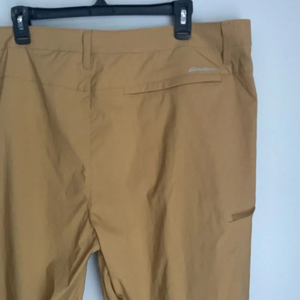 Eddie Bauer Flat Front Nylon Shorts Men's Size 40 Brown 10 Inch Inseam Logo